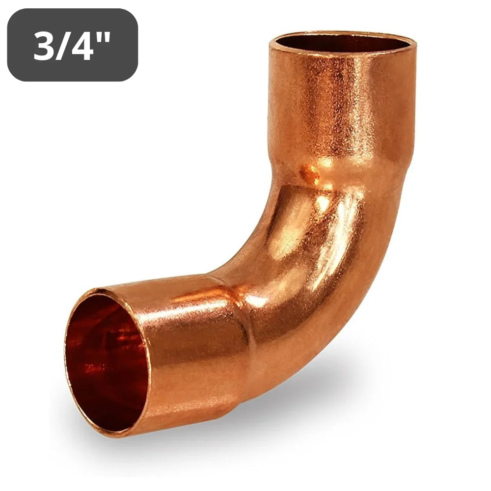 Codo de cobre 3/4 x 90°, radio largo