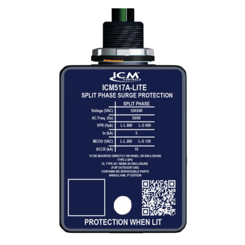 Supresor sobretension, 60kA 120/240VAC, DUAL LED UL TIPO 2 612 Jolues, Waterproof, modelo 517A-Lite, ICM