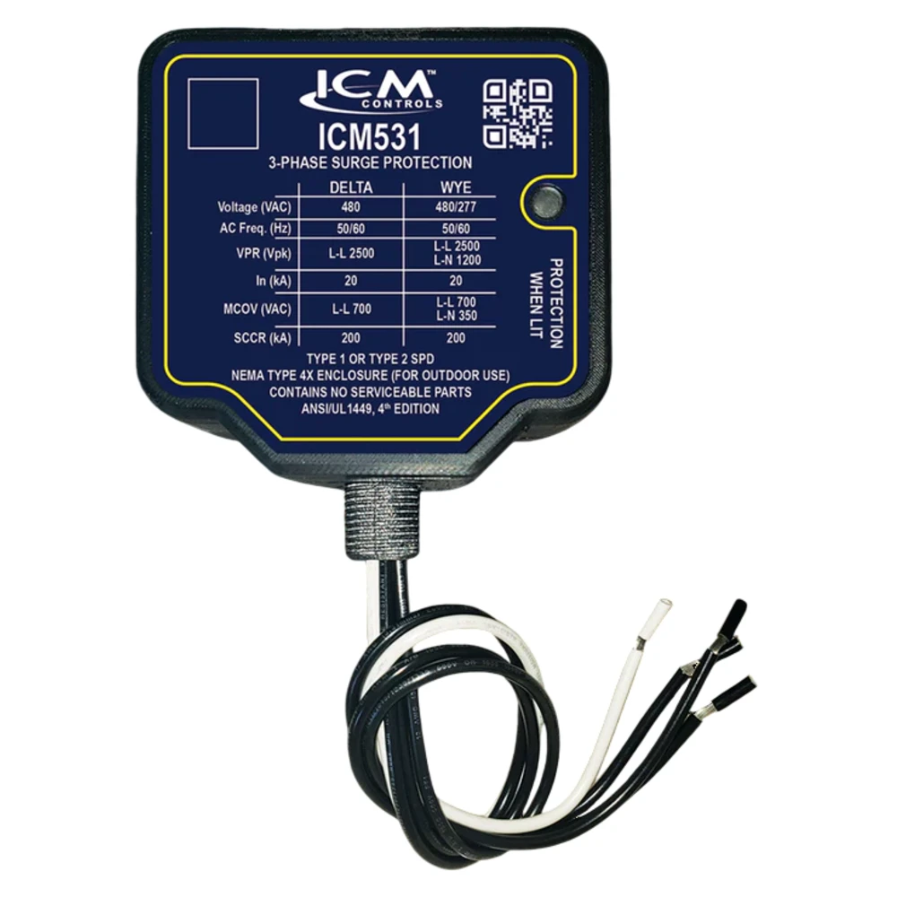 Supresor sobretension, SPD 200kA 277/480VAC, trifasico DUAL LED UL 1449, Tipo 1 & 2, modelo 531, ICM